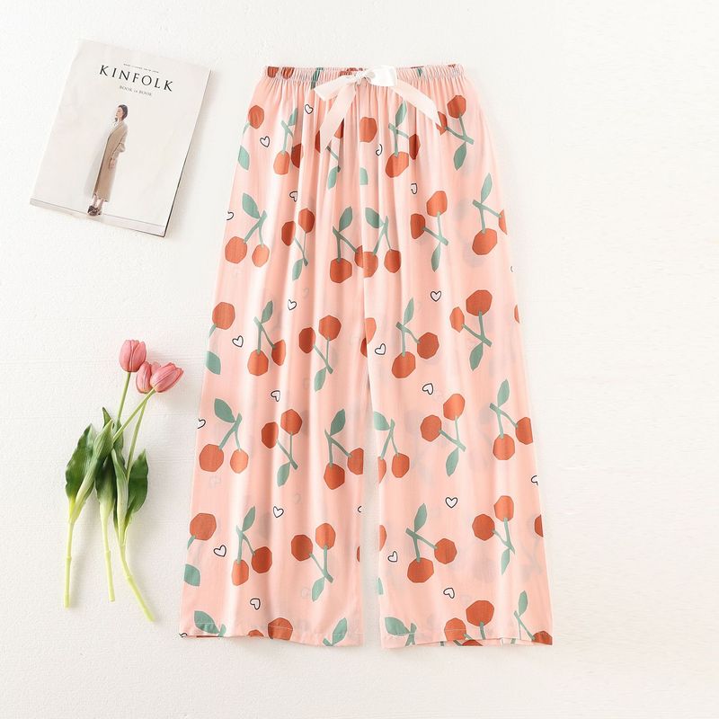 Women's Sleepwears Cotton silk pajama pants beach pants can be worn over a large size home dress nine point pants_voghion.com