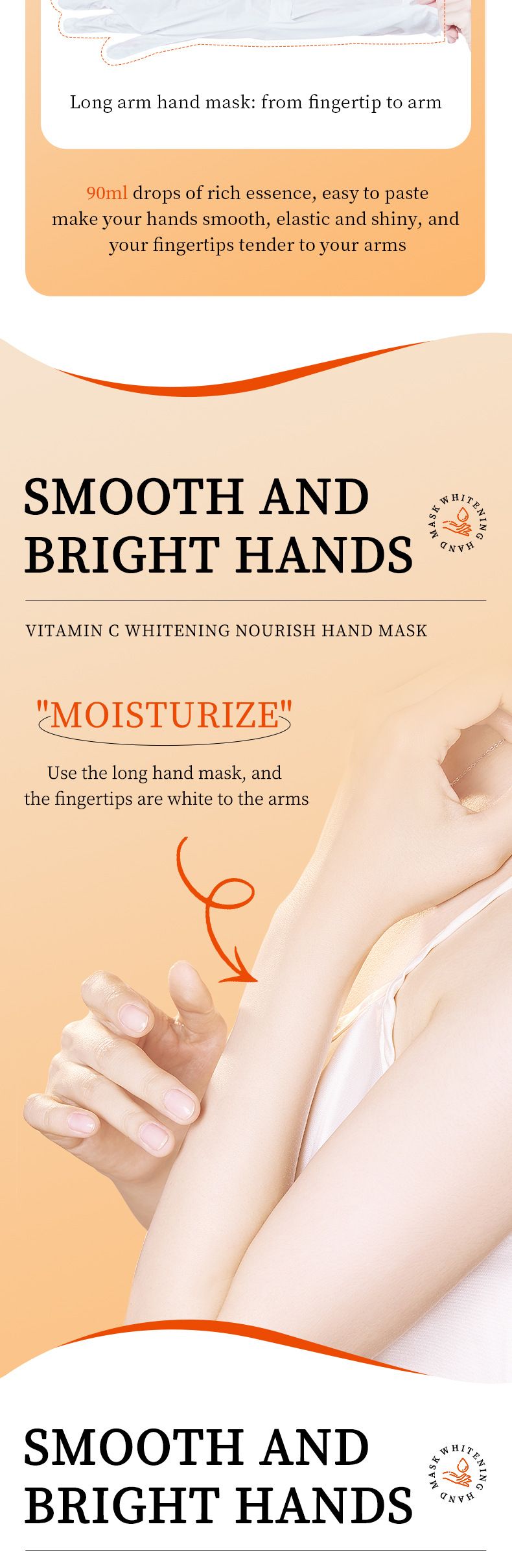 Full English Vitamin C SADOER Whitening Moisturizing Softening Long Gloves Care_voghion.com