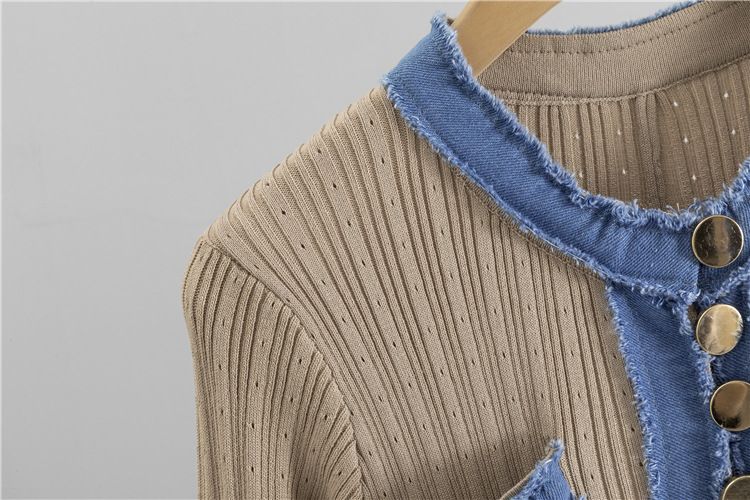 Îmbrăcăminte pentru femei de primăvară și toamnă, îmbrăcăminte pentru femei, temperament, Slim, denim, îmbrăcat în contrast de culoare, mânecă lungă, rochie_voghion.com
