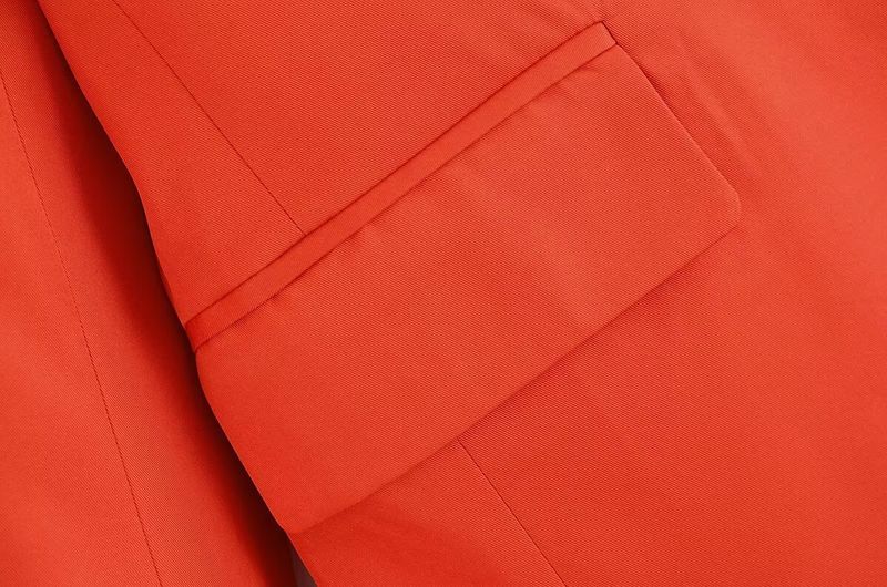 Blazer oversize da donna con spalline - Giacca a maniche lunghe con revers a lancia alla moda in rosa e corallo_voghion.com