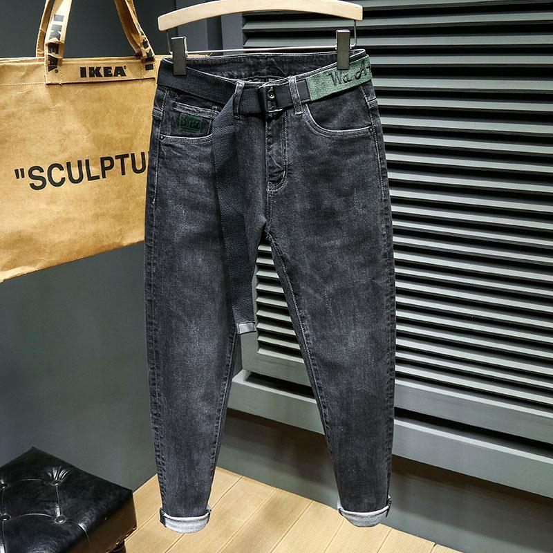 Winterplüschige und dicke Jeans für Herren, trendige kleine Füße, hochwertige, lässige, elastische Slim-Fit-Langhose_voghion.com