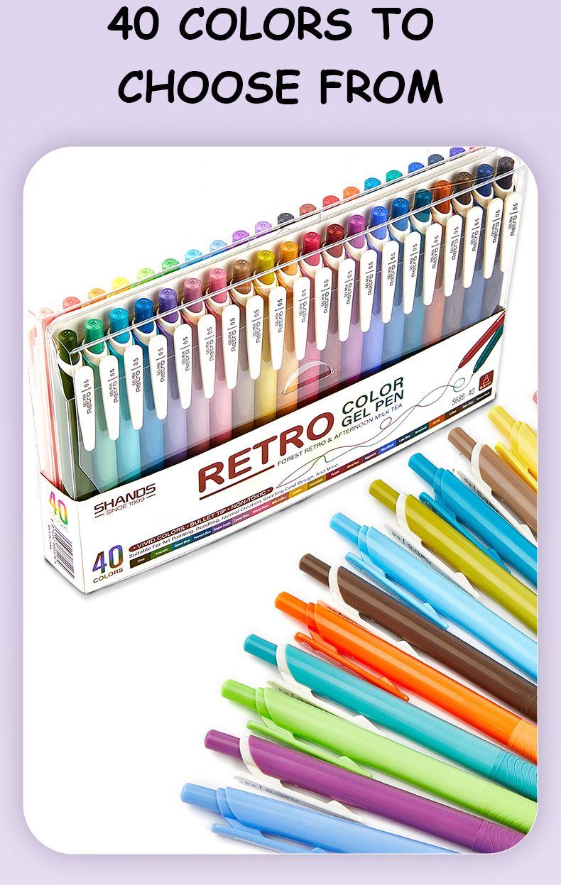 S686 10-Color Retractable Gel Pens Set - 0.5mm Fine Tip, Quick-Dry Ink For Note Taking, Journaling, Drawing & School Supplies (Assorted Colors)_voghion.com