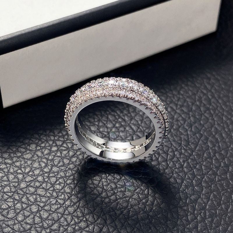 Women's Jewelry Ring, Exaggerated Luxury, Unisex Ring, Copper Plated Platinum Inlaid Zircon Jewelry_voghion.com