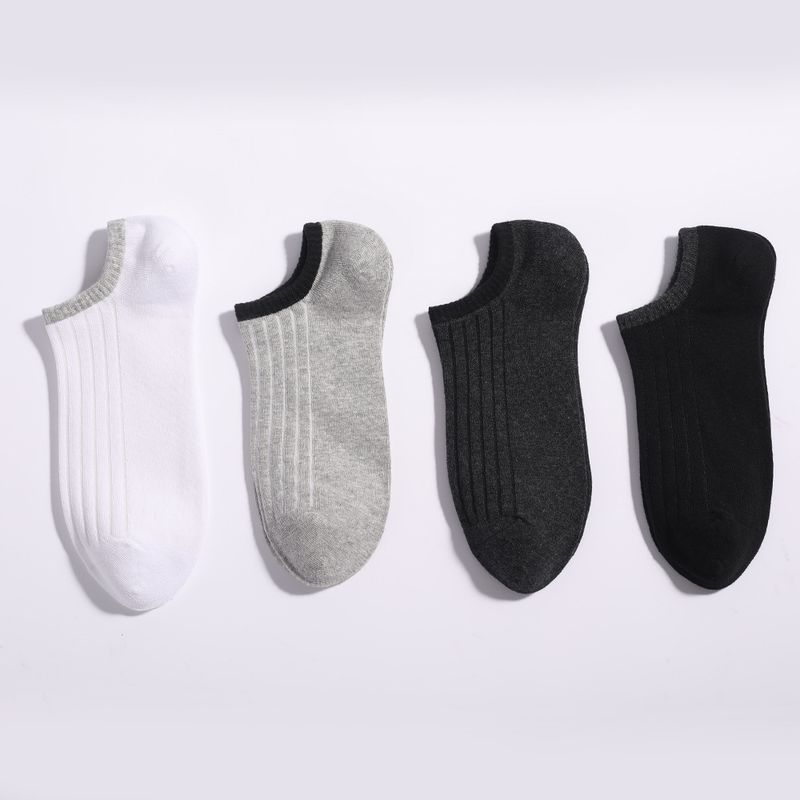 Men's socks casual cotton black white gray solid color breathable invisible cotton socks_voghion.com