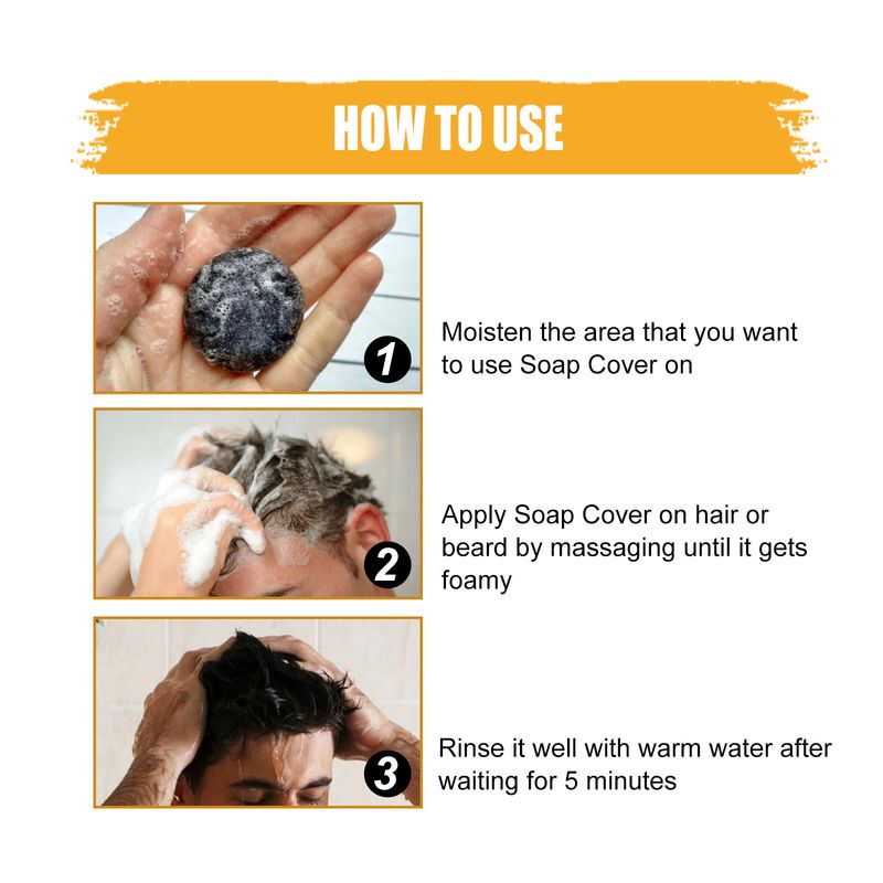 East Moon Herren-Shampoo-Seife, reinigt das Haar, nährt, spendet Feuchtigkeit, verdunkelt und hellt die Haarpflege auf, Herren-Shampoo-Seife_voghion.com