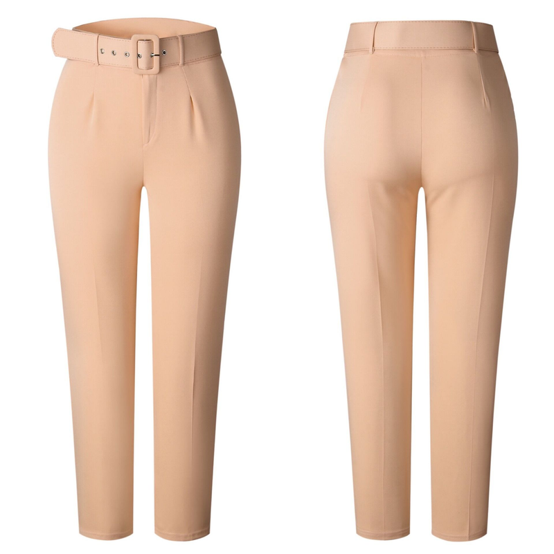 Freizeithose mit hoher Taille, Slim-Fit-Anzughose, Damenhose, Herbst-Berufshose_voghion.com