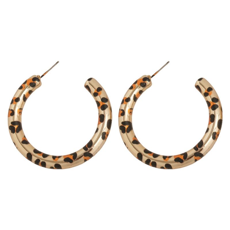 Orecchini a bottone di alta qualità con stampa leopardata a forma di cuore marrone, design unico_voghion.com