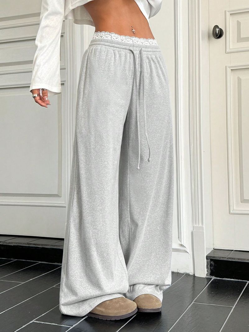 Retro-Hose mit weitem Bein für Damen – Sommerhose mit hoher Taille und lockerem Blumenmuster und elastischem Bund, leichtes und atmungsaktives Polyestergewebe_voghion.com