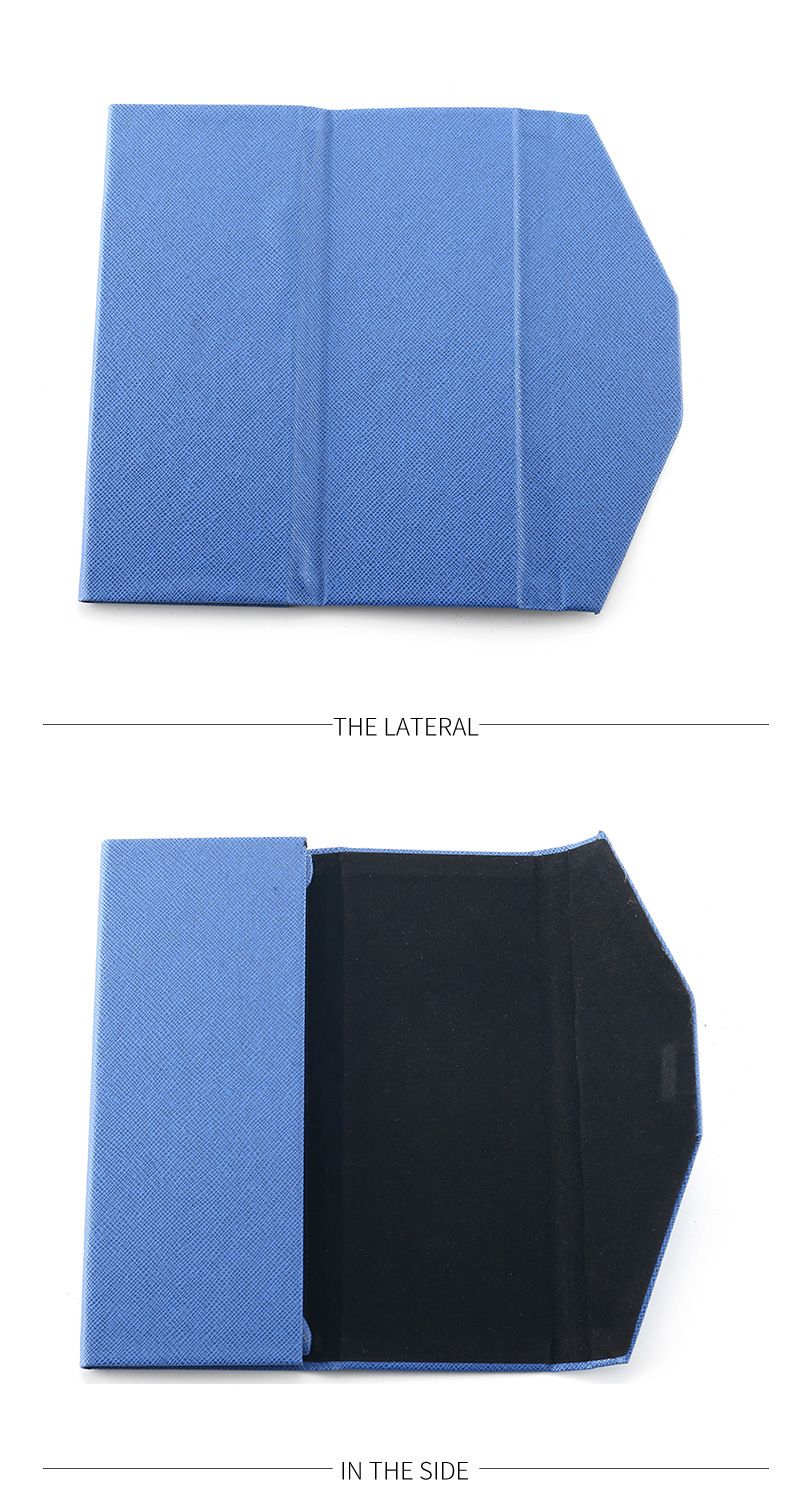 Unisex Eyeglasses case Cross grain PU leather eyeglasses case Triangle folding sunglasses case_voghion.com