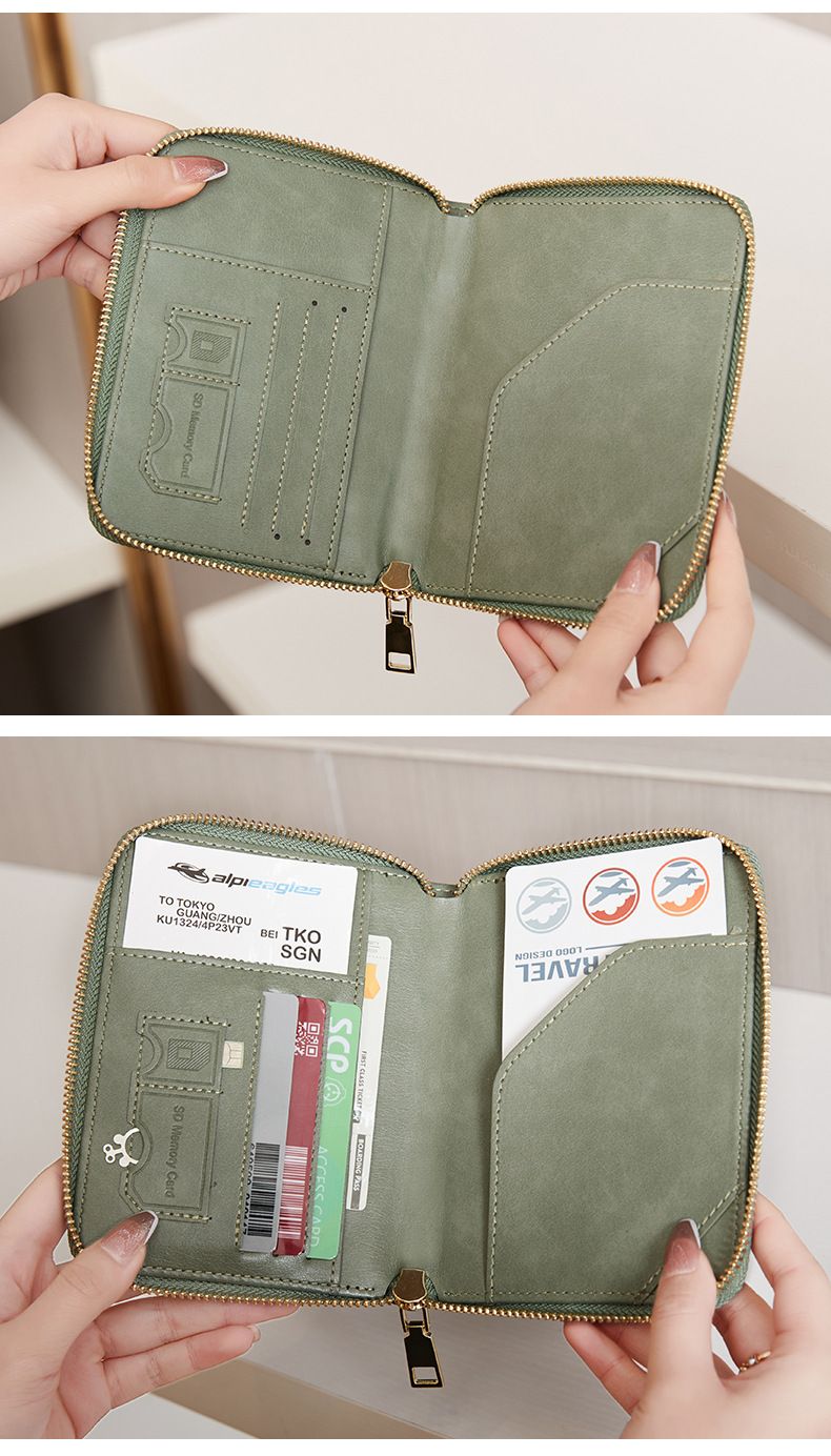 Portapassaporto da viaggio sottile con blocco RFID: organizer per documenti sicuro e impermeabile con chiusura a cerniera per carte, documenti d'identità e oggetti essenziali_voghion.com