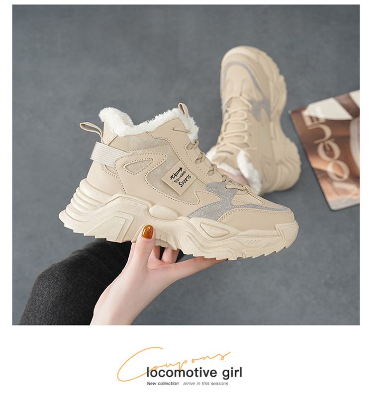 Scarpe alte da donna 2024 nuove scarpe di cotone autunnali e invernali versione coreana scarpe sportive casual da papà da donna più velluto 819 5_voghion.com