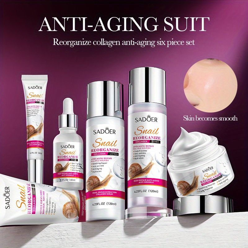 Confezione regalo da sei pezzi di collagene ricombinante di lumaca, idratante e nutriente per la pelle, rendendo la pelle tonica ed elastica_voghion.com