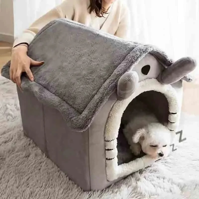 Indoor Warm Soft Pet Tent House Dog Kennel Cat Bed With Removable Cushion Suitable For Small Medium Large Pets_voghion.com