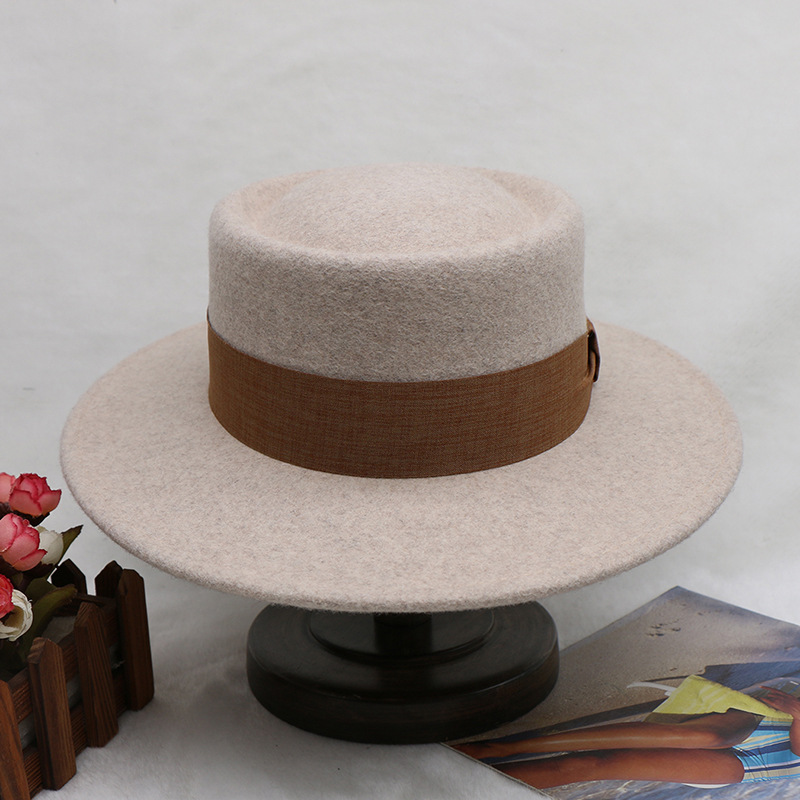 Hutt Damen Hierscht a Wanter Woll Platten Top Ring Zylinder Briteschen Retro Breetrand Woll Wäissen Jazz Hutt_voghion.com