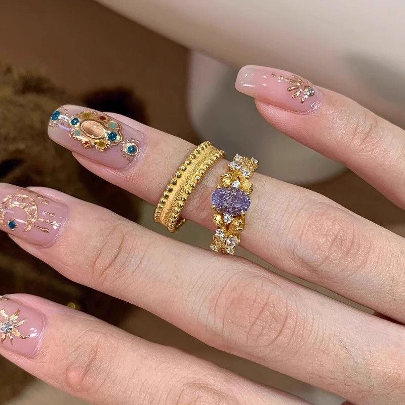 Hochwertiger, gebürsteter Kugel-Nischenring im Vintage-Stil, leichter, luxuriöser, vielseitiger, stapelbarer Ring für Damen_voghion.com