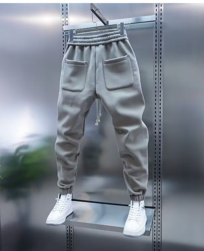 Pantalon de jogging décontracté pour homme avec taille élastique et cordon de serrage aux poignets – Pantalon de survêtement slim rayé pour le printemps et l'automne (noir/vert)_voghion.com
