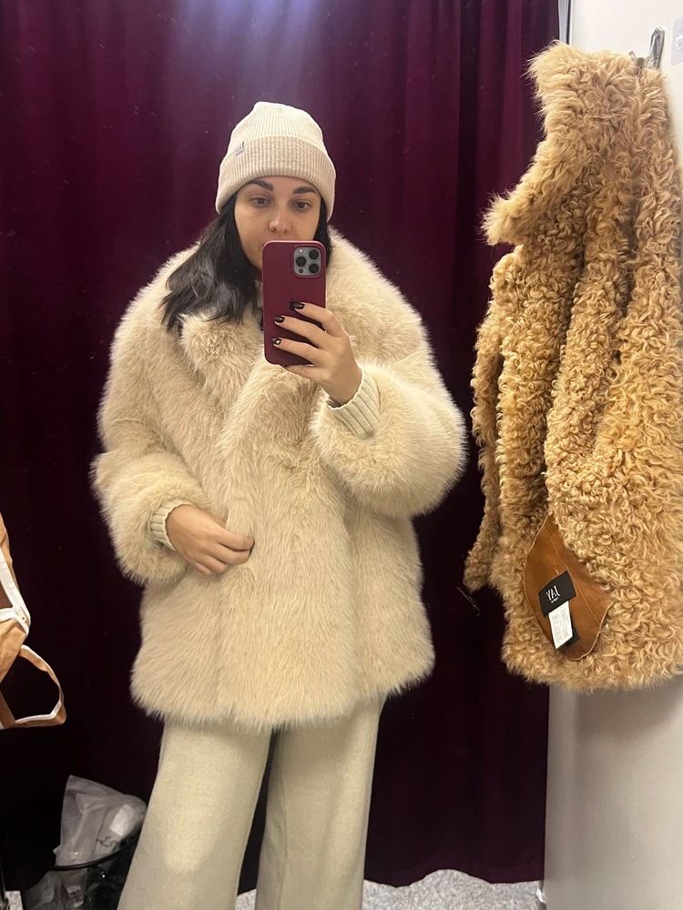 Women's Faux Fur Coat Winter Warm Long Sleeve Jacket With Notched Lapel Mid-Length Fox Fur Style Outerwear For Fall And Winter_voghion.com