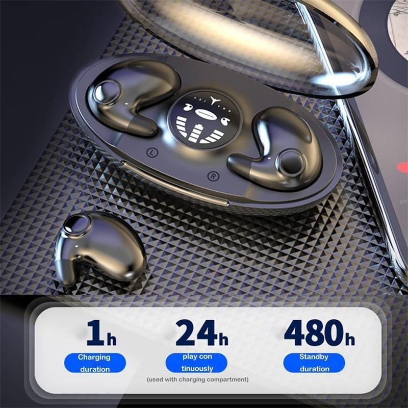 Écouteurs sans fil Bluetooth 5.3, oreillettes cachées, étanches IPX5, légères, Double suppression du bruit, tactile, sommeil Invisible_voghion.com