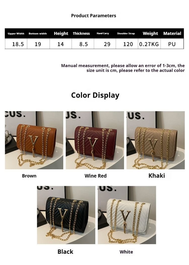 Borsa a tracolla con decorazione a V con nappe ricamate, semplice e versatile, da donna, modello 2024_voghion.com