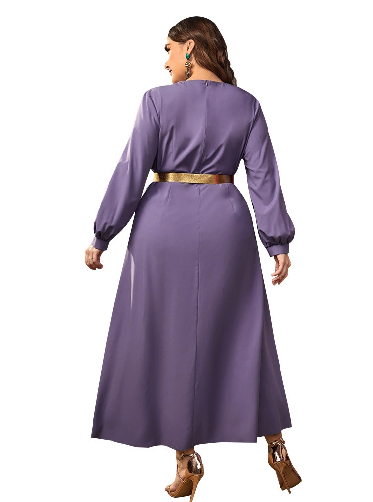 Abito ampio da donna a vita alta con scollo a V_voghion.com