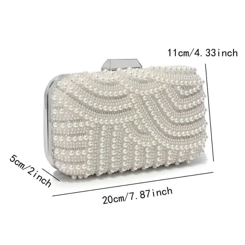 Designer Perlen Frauen Clutch Taschen Perle Aushöhlen Metall Kette Schulter Handtaschen Klappe Glitter Strass Party Abendessen_voghion.com