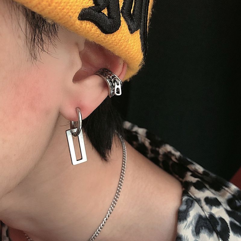 Trendy High-End Titanium Steel Geometric Hollow For Men And Women Hip-Hop Personality Simple Cold Style Versatile Stud_voghion.com