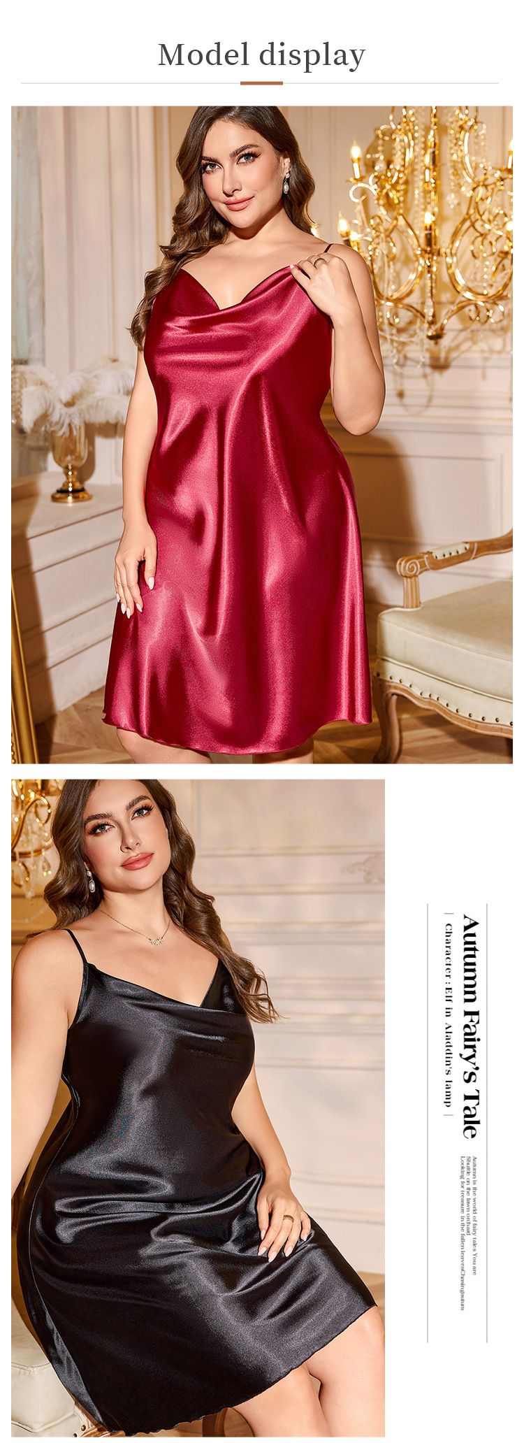 Spring And Summer Plus Size Slip Dress Sexy Simple Nightgown Casual Loungewear Women's Ice Silk Nightdress_voghion.com