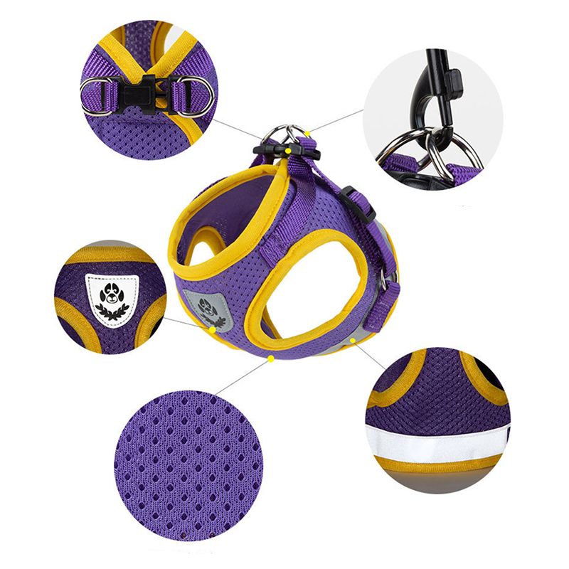 Breathable Mesh Harness With Leash Puppies, Reflective Summer Chest Vest For Pets, Cats, Chihuahuas, Yorkies By PawParty Store_voghion.com