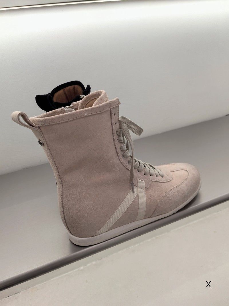 Women Boxing Boots XJ Women's Shoes 25 Autumn Winter Fashion Elastic Soft Cowhide Leather Round Toe Lace-Up Side Zipper Flat Boxing Ankle_voghion.com