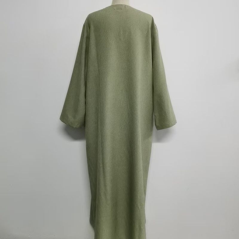 Ramadan Eid Muslim Dress Djellaba Plain Modest Dubai Abaya Turkey Kaftan Kebaya Arabic Robe Women Islam Jalabiya Vestidos_voghion.com