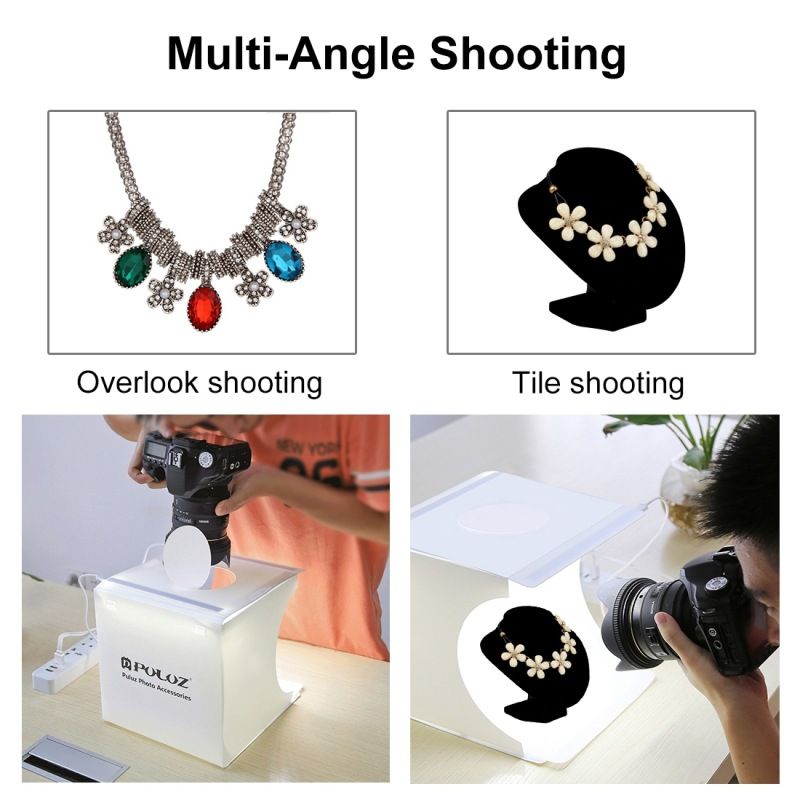 PULUZ 20cm/7.87inch Folding Portable 550LM Light Photo Lighting Studio Shooting Tent Box Kit with 6 Colors Backdrops_voghion.com