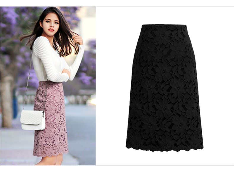 Women's Clothing new summer slim water soluble lace skirt very fairy French niche A line skirt mid length hip skirt_voghion.com