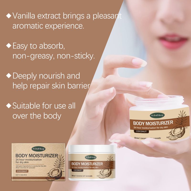 Crème hydratante au beurre corporel au goût de noix de coco, crème hydratante douce et lisse pour la peau du corps_voghion.com