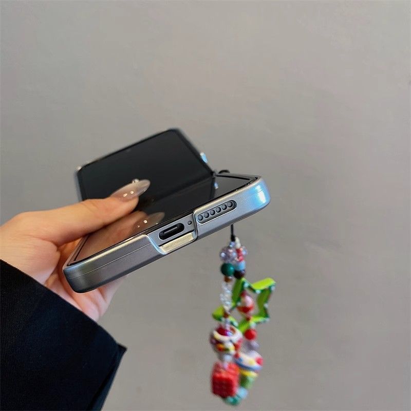 Feather Yarn Colorful Plaid Chain Xiaomi Foldable Phone Case Honor Magic V Flip Huawei Pocket 2_voghion.com