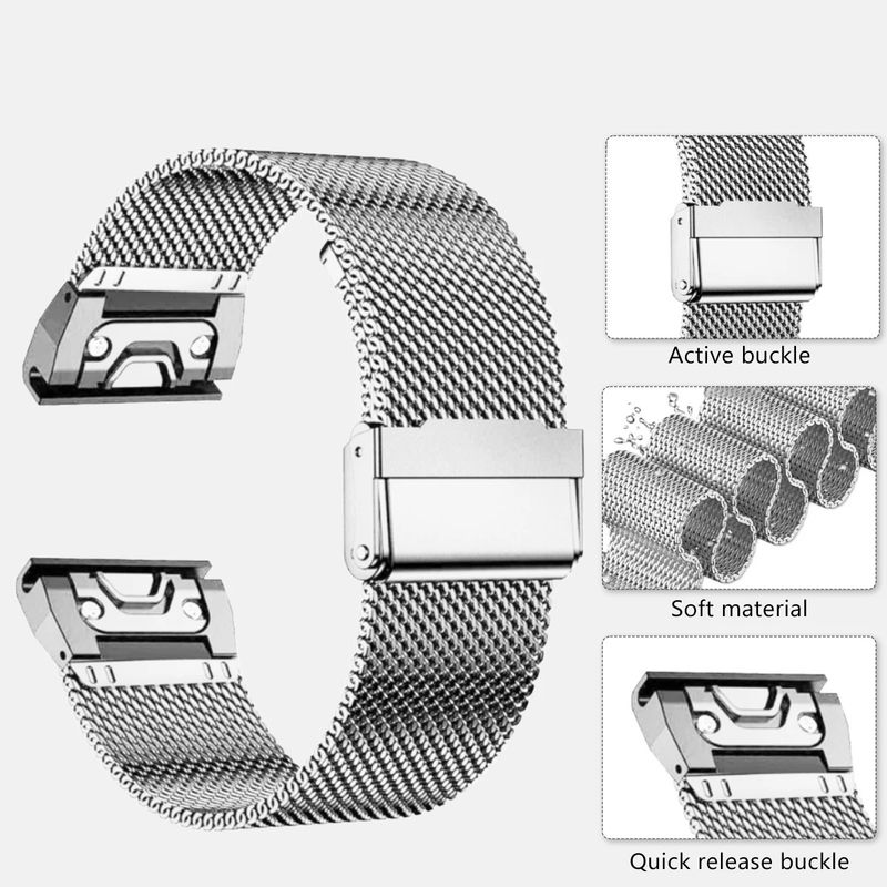 Geeignet für Garmin Fenix7X 7Pro 6X 6 Edelstahlschnalle Metall Milanese Strap_voghion.com