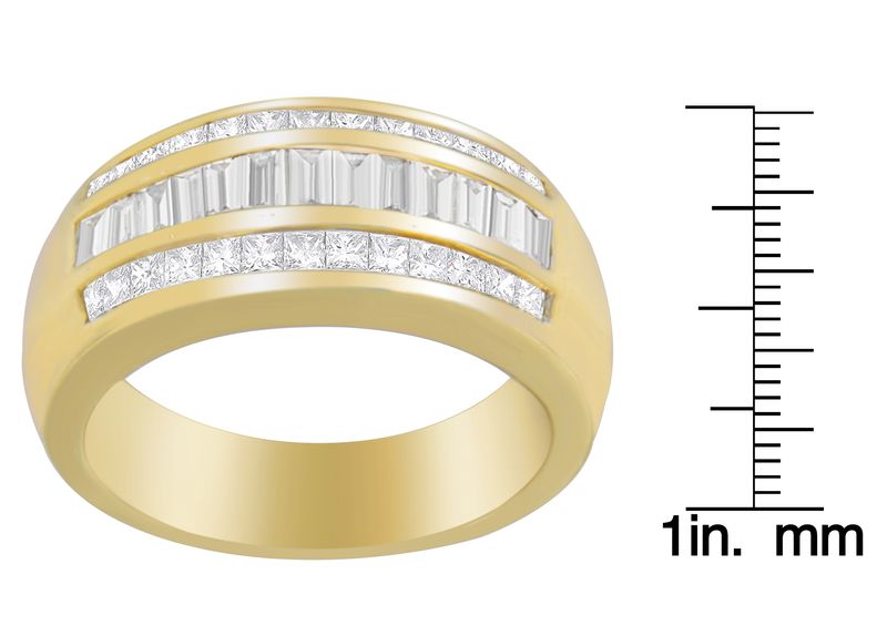 14K Yellow Gold 1ct. TDW Princess and Baguette-Cut Diamond Ring(H-I, SI1-SI2)_voghion.com