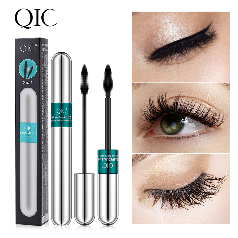 QIC primer per ciglia a doppio effetto, arricciatura spessa, allungamento, senza sbavature, trucco nero per occhi waterproof due in uno_voghion.com