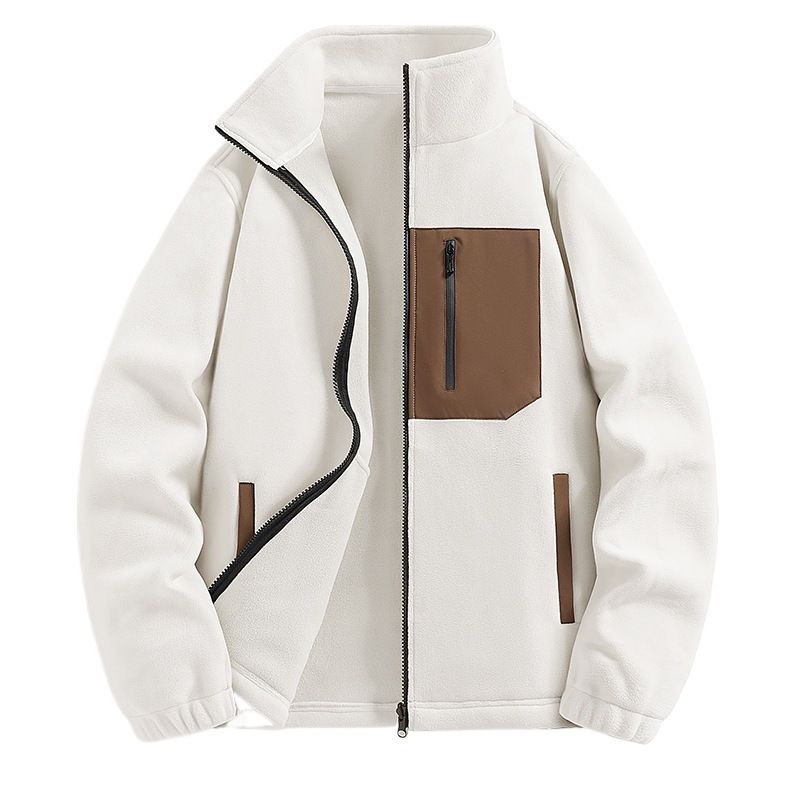Herbst/Winter Neue Stil Kältebeständige Warme Fleece-gefütterte, verdickte Stehkragen-Fleece-Softshelljacke für Herren mit Lammwolle_voghion.com