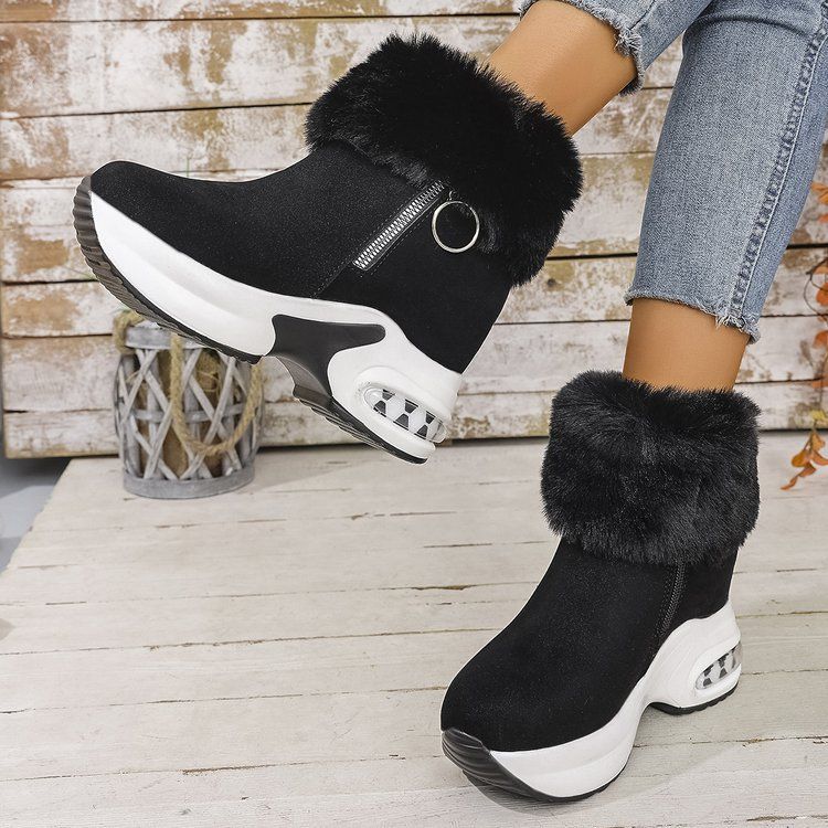 Women Ankle Boots Autumn Winter Short Boots Snow Winter New Comfortable Sports Casual Cotton Platform Wedge Thick Sole Fleece Lined Short Boots For W_voghion.com