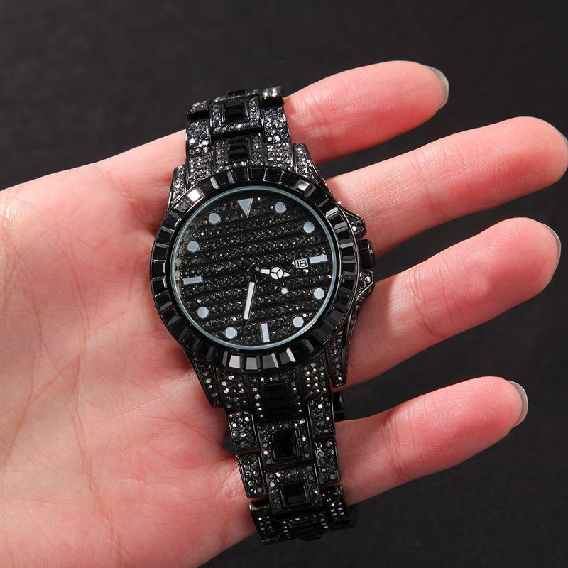 HypeBeats Men's Hip-Hop Watch - 45mm Color Diamond Quartz Chronograph With Butterfly Clasp_voghion.com