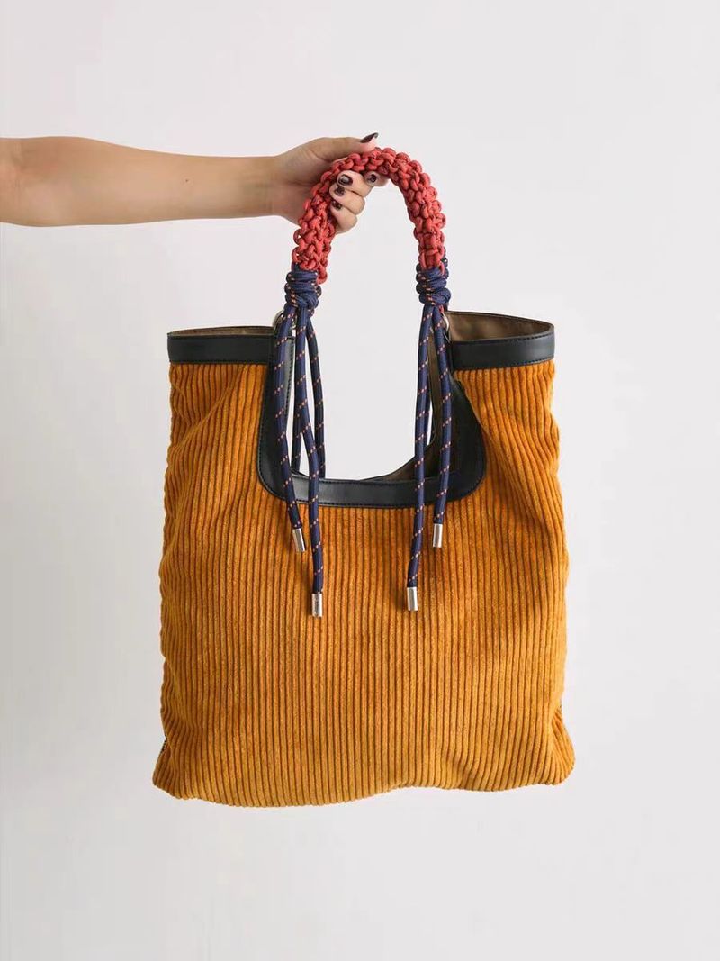 Borsa a tracolla con manico intrecciato in velluto a coste, casual e versatile, nuova tendenza da donna._voghion.com