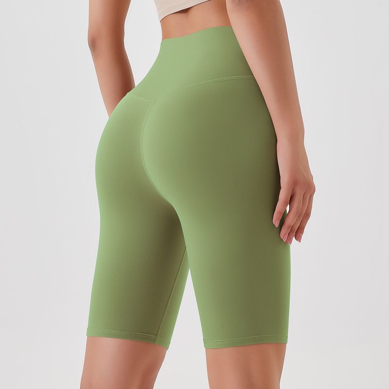 Women's Clothing double-sided brushed yoga shorts without embarrassing lines, buttocks lifting and abdominal control sports running fitness pants_voghion.com