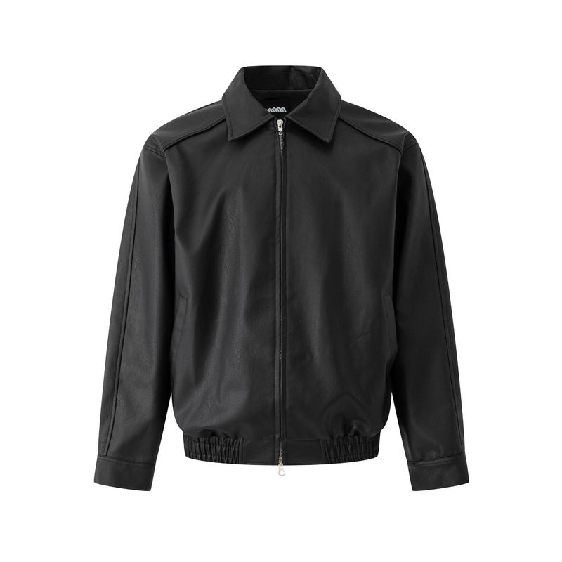 Eon Modish 25 Autunno Nuovo Stile Americano Semplice Versatile Giacca in Pelle PU con Collo Ribaltabile_voghion.com