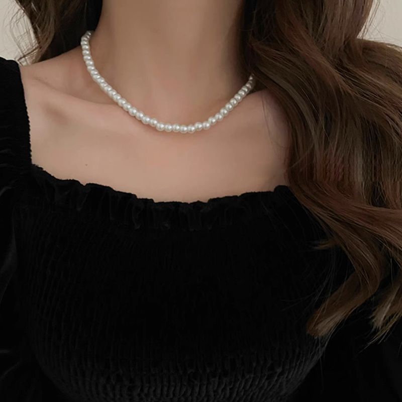 Collana di perle di vetro con perline, nuovo stile, collana di temperamento, design femminile, accessori per catene di clavicola_voghion.com