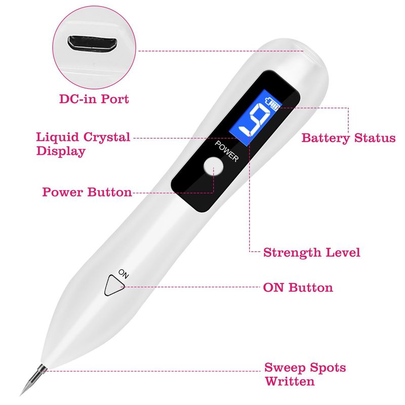 Skin Tag Repair Kit Portable Beauty Equipment Multi-Level With Home Usage USB Charging LCD Level Adjustable 6 Replaceable Needles_voghion.com