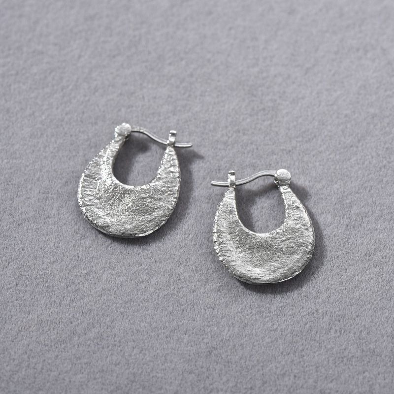 Women's Jewelry Elegant Textured Oval Hoop Earrings In Gold & Silver - Lightweight Geometric Statement Earrings For Everyday Wear_voghion.com