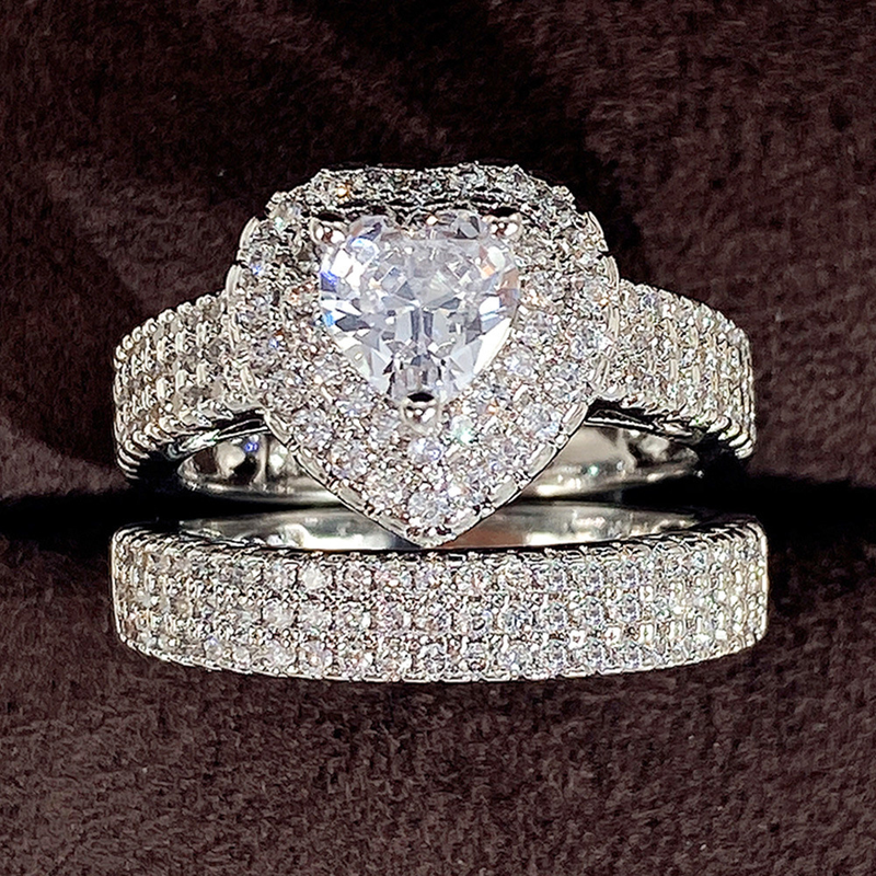 Anello di fidanzamento di lusso con zirconi a forma di cuore di Cao Shi, molto venduto, per le donne_voghion.com