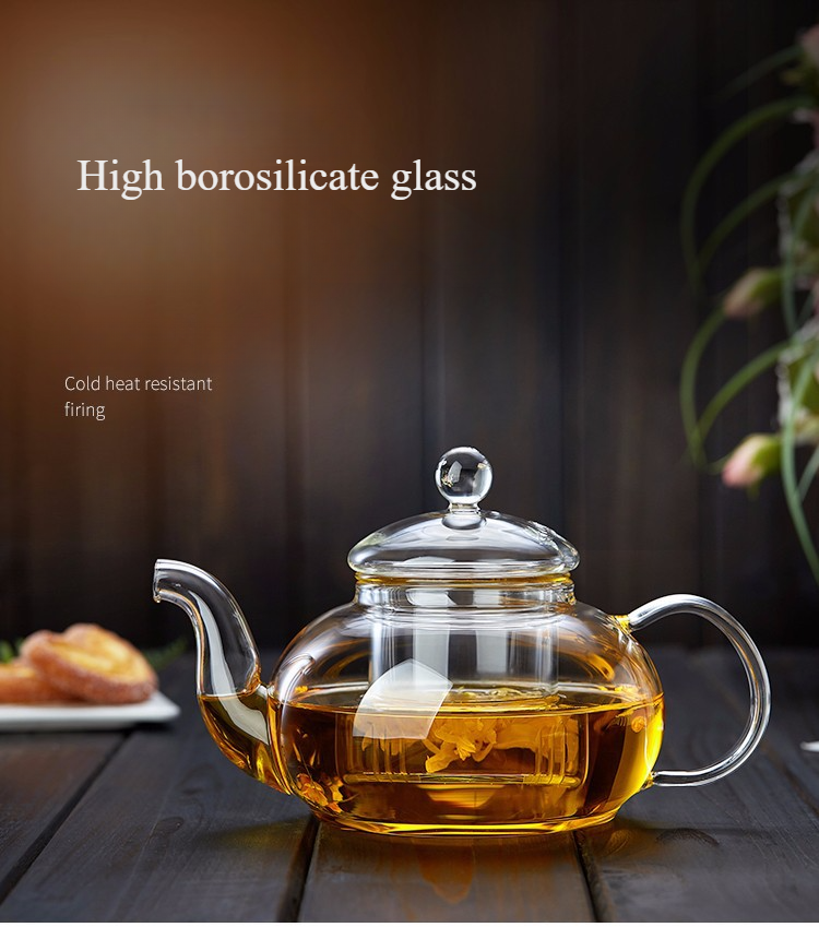 Tetera de vidrio resistente al calor de 400 ml/1000 ml, tetera de flores, juego de té de kung fu, colador de té, infusor, tetera de cebada Puer-Oolong._voghion.com