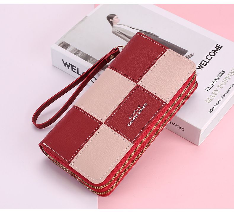 Multi-color Optional Girls' Long Wallet, Wallet In Hand, Women's Three-color Splicing Zipper, Mobile Phone Bag, Wallet, Wallet_voghion.com