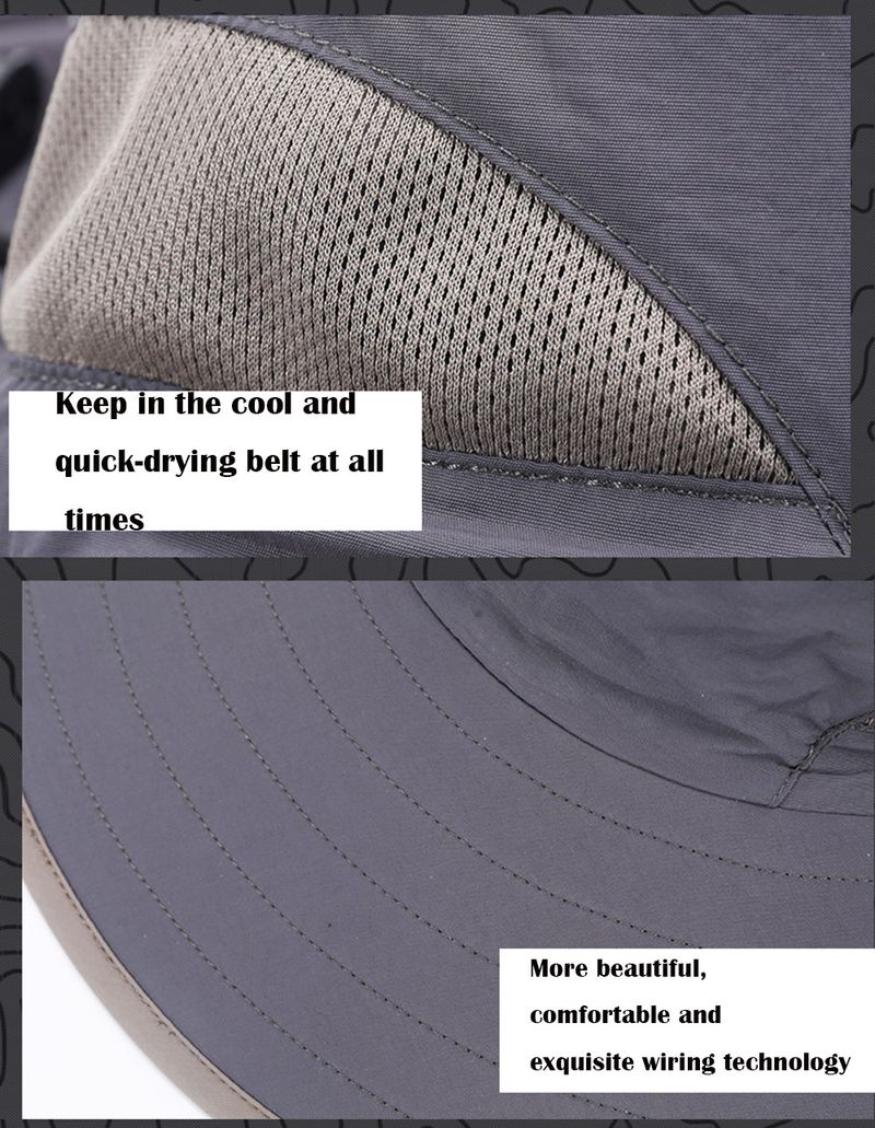 Mode 2024 Neue Mode Sommer Eimer Hut Cowboy Männer Outdoor Angeln Wandern Strand Hüte Mesh Atmungsaktiv Anti UV Sonne Kappe Große_voghion.com